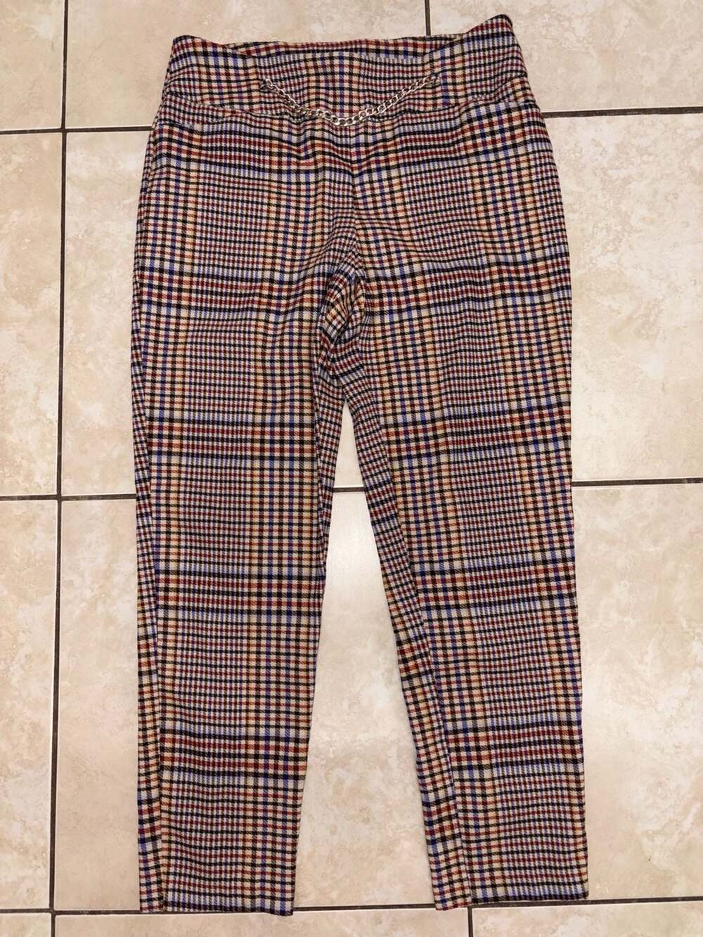 Cato Plaid Ankle Pants Womens Size 16 Mid Rise Cropped Stretch Career Casual